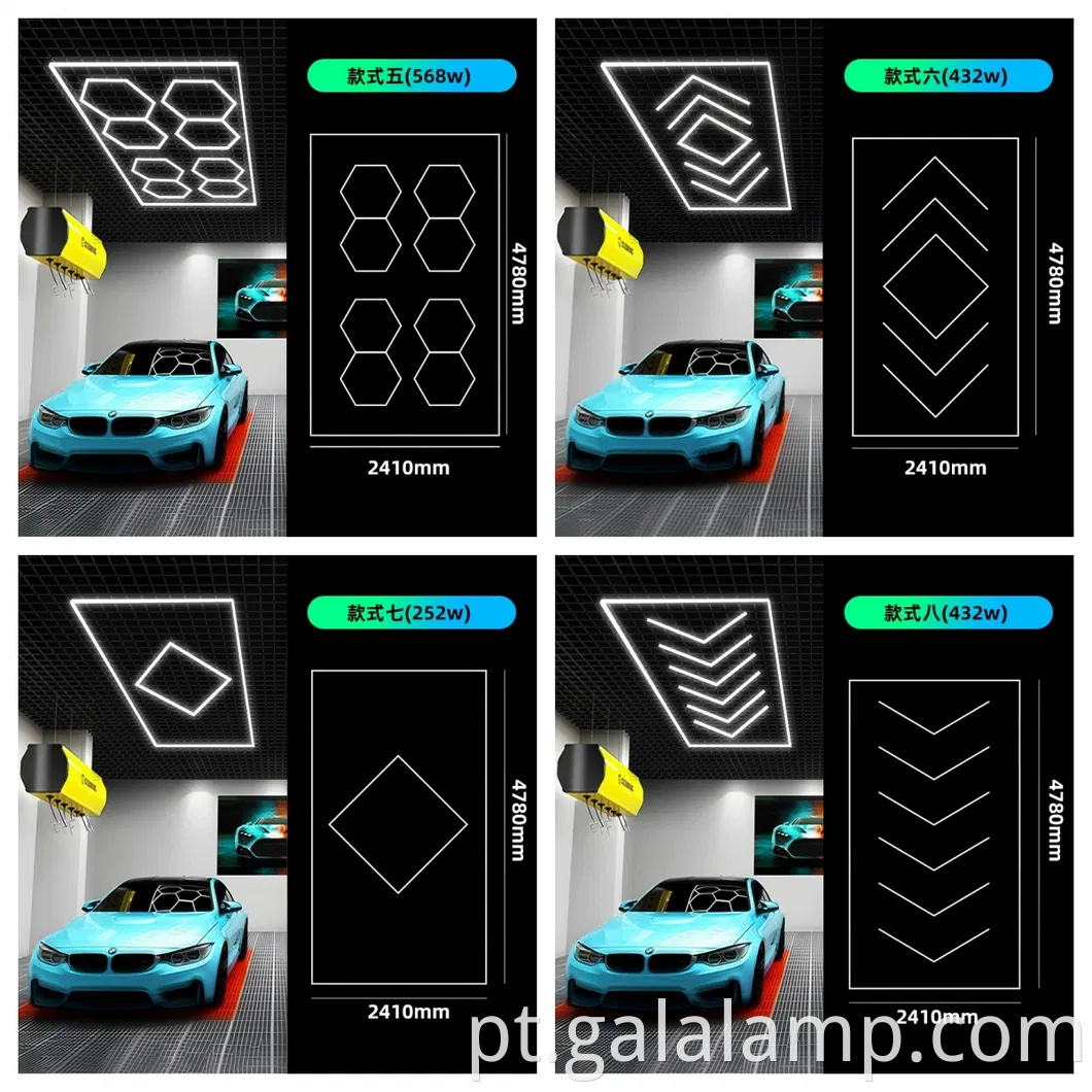 Sistema de grade de iluminação de garagem LED hexagonal para iluminação superior